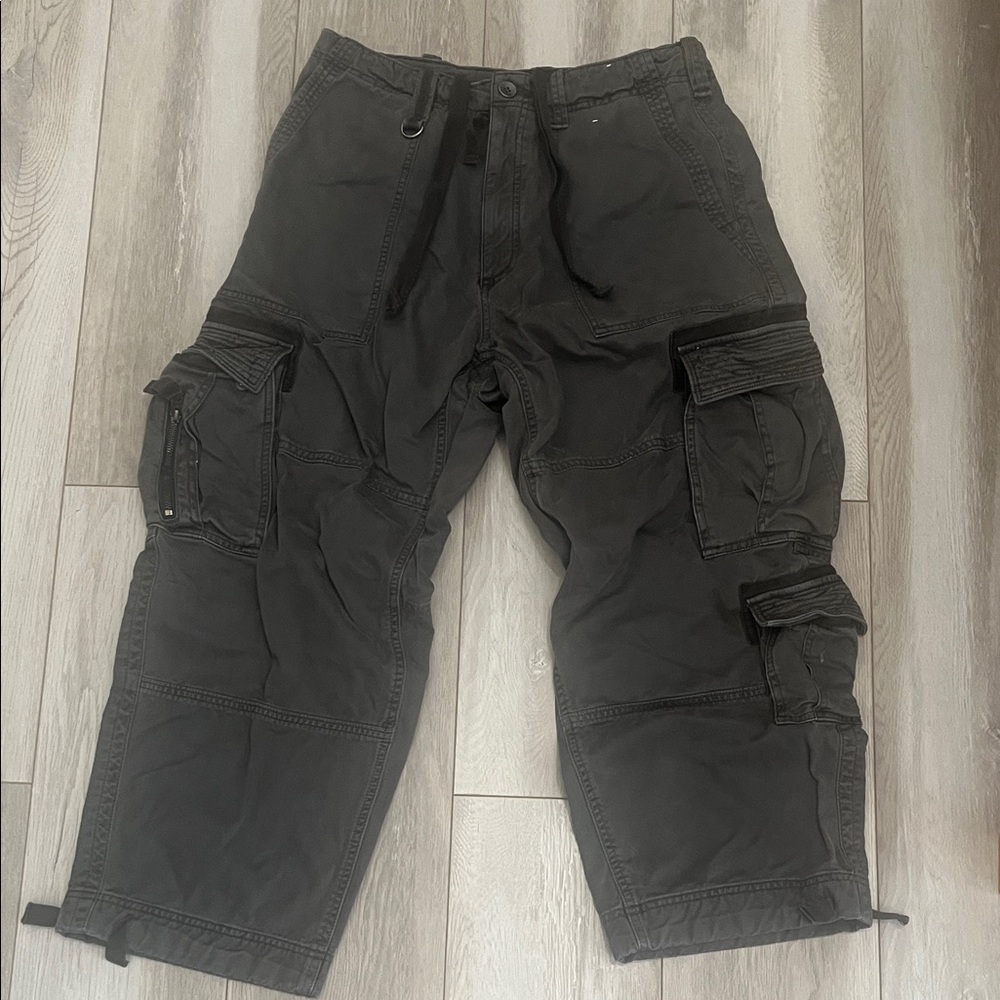 Abercrombie & Fitch washed Black Cargo Pants with Multiple Pockets